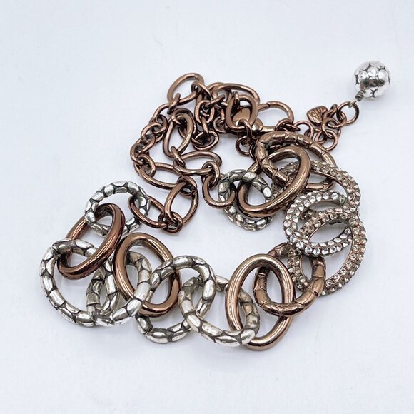 Brighton Two-Tone Link Necklace With Silver Accents & Pave Crystals - Picture 5 of 7